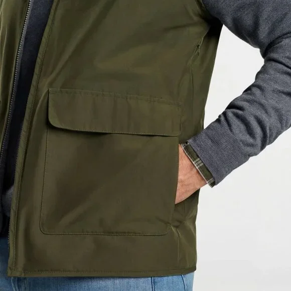 Peter Millar Dark Olive Brentwood Reversible Fleece Vest MF24Z26 NWOT Green Gray